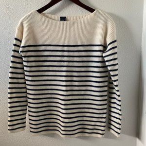 Gap Nautical Stripe Boatneck Sweater Ribbed Knit